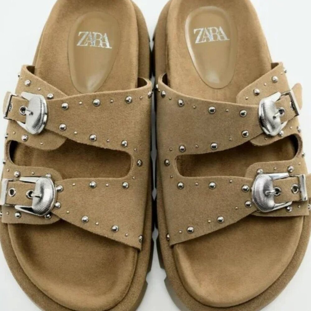 Zara Buckled Suede Sandals